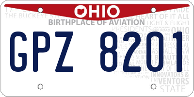 OH license plate GPZ8201