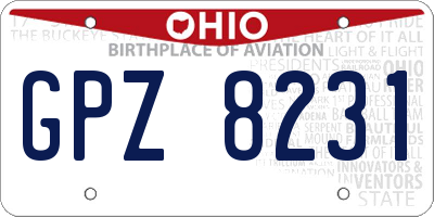 OH license plate GPZ8231