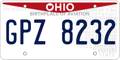 OH license plate GPZ8232