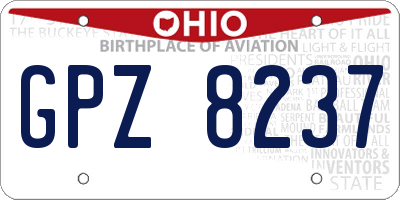 OH license plate GPZ8237