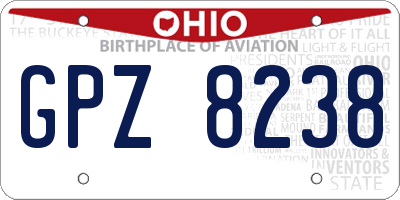 OH license plate GPZ8238