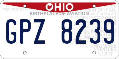 OH license plate GPZ8239