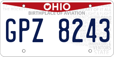 OH license plate GPZ8243