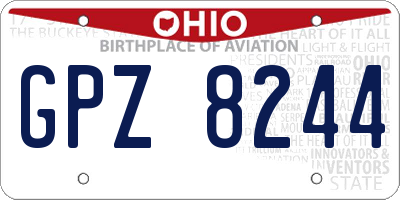 OH license plate GPZ8244