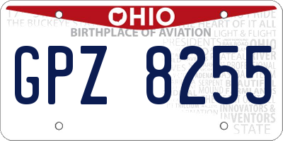 OH license plate GPZ8255