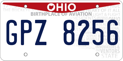 OH license plate GPZ8256