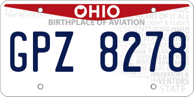 OH license plate GPZ8278
