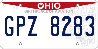 OH license plate GPZ8283