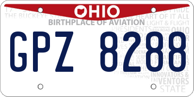 OH license plate GPZ8288