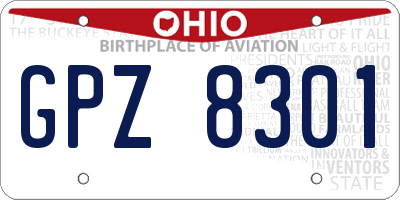 OH license plate GPZ8301