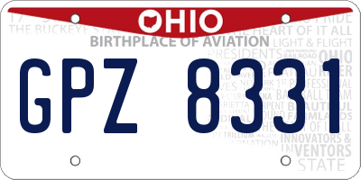 OH license plate GPZ8331