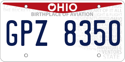 OH license plate GPZ8350