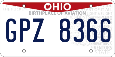 OH license plate GPZ8366