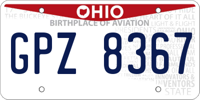 OH license plate GPZ8367