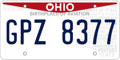 OH license plate GPZ8377