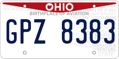 OH license plate GPZ8383