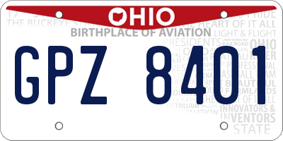 OH license plate GPZ8401