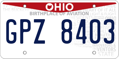 OH license plate GPZ8403