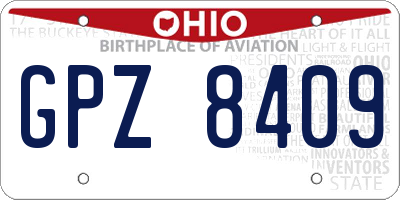 OH license plate GPZ8409