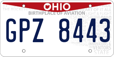 OH license plate GPZ8443