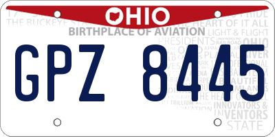 OH license plate GPZ8445