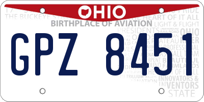 OH license plate GPZ8451