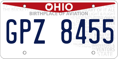 OH license plate GPZ8455