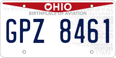 OH license plate GPZ8461