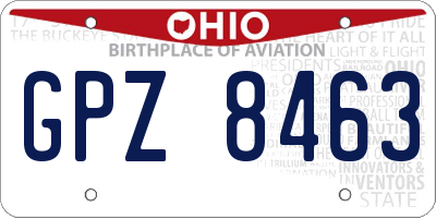OH license plate GPZ8463