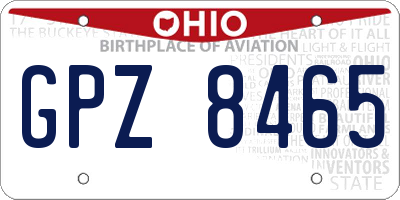 OH license plate GPZ8465