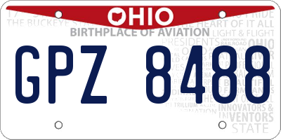 OH license plate GPZ8488
