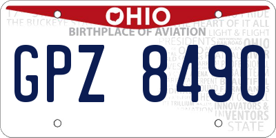OH license plate GPZ8490