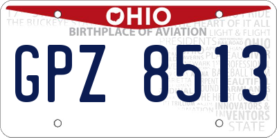 OH license plate GPZ8513
