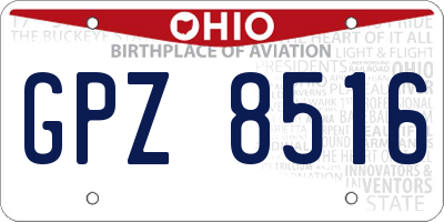OH license plate GPZ8516