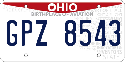 OH license plate GPZ8543