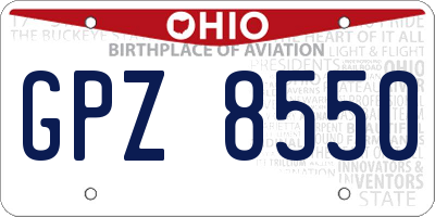 OH license plate GPZ8550