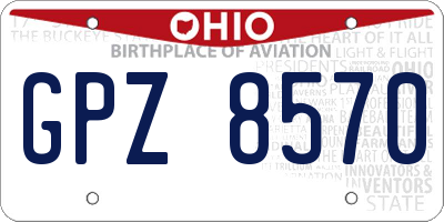 OH license plate GPZ8570