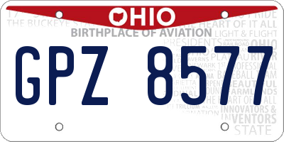 OH license plate GPZ8577