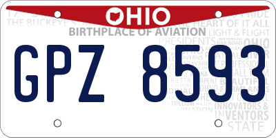 OH license plate GPZ8593