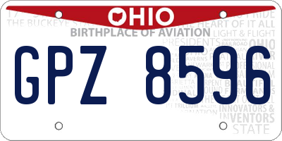 OH license plate GPZ8596