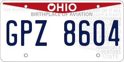 OH license plate GPZ8604