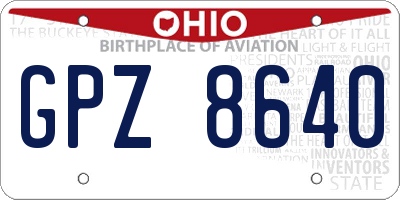OH license plate GPZ8640