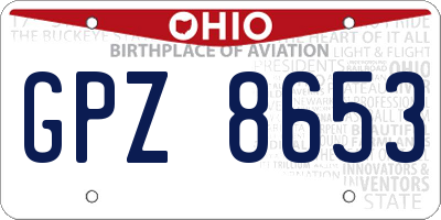 OH license plate GPZ8653