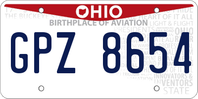 OH license plate GPZ8654