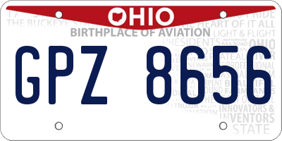 OH license plate GPZ8656