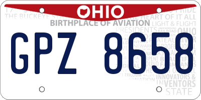 OH license plate GPZ8658