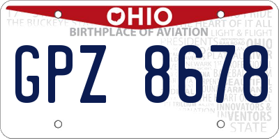 OH license plate GPZ8678