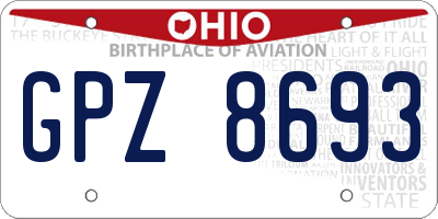 OH license plate GPZ8693