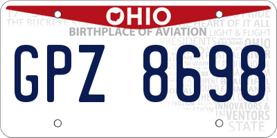 OH license plate GPZ8698