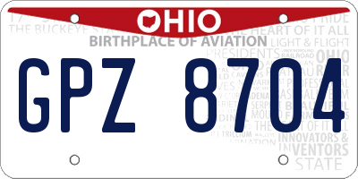 OH license plate GPZ8704